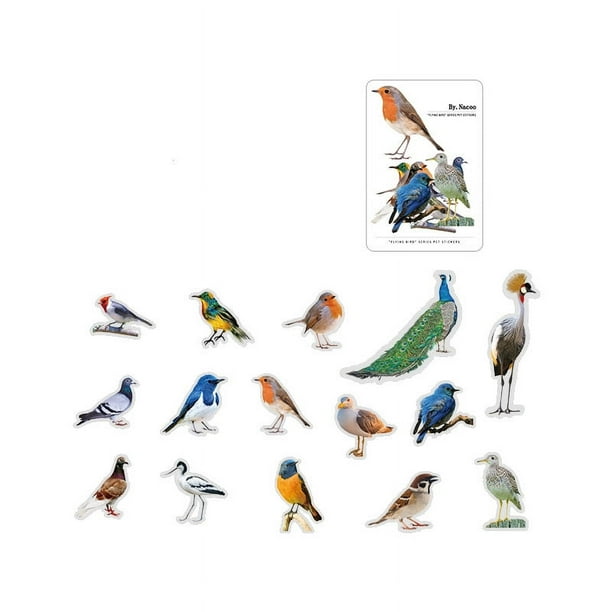 30pcs/pack Cute Birds Collection Decorative Sticker, Kawaii Flamingo Scrapbooking Material, Art Label, Cute Stickers