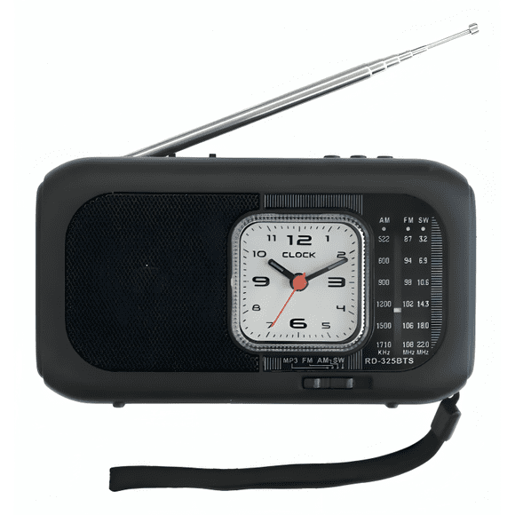 Radio Portátil Fm/am 3 Bandas Reloj Linterna Color Negro CMIK MK-158BT