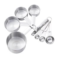 Bothyi - Juego De 8 Cucharas Y Tazas Medidoras, Cucharadita De Café Para Comida Líquida Seca, Barra De Cocina Plateada