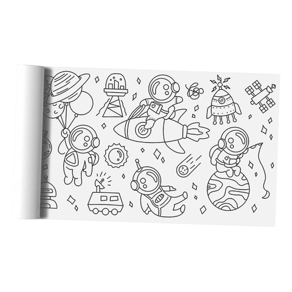 Rollo De Papel Grande Para Colorear Con Línea De Corte Para Colorear Para Cumpleaños, Hogar, Astronauta, Planeta