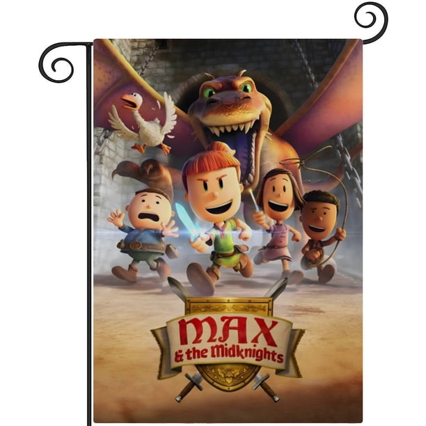 Max y los Caballeros de la Media Noche-bandera de jardín temática. Regalo perfecto para fans, amigos y familiares, ideal para actividades al aire libre y decoración de fiestas.28CM*45CM