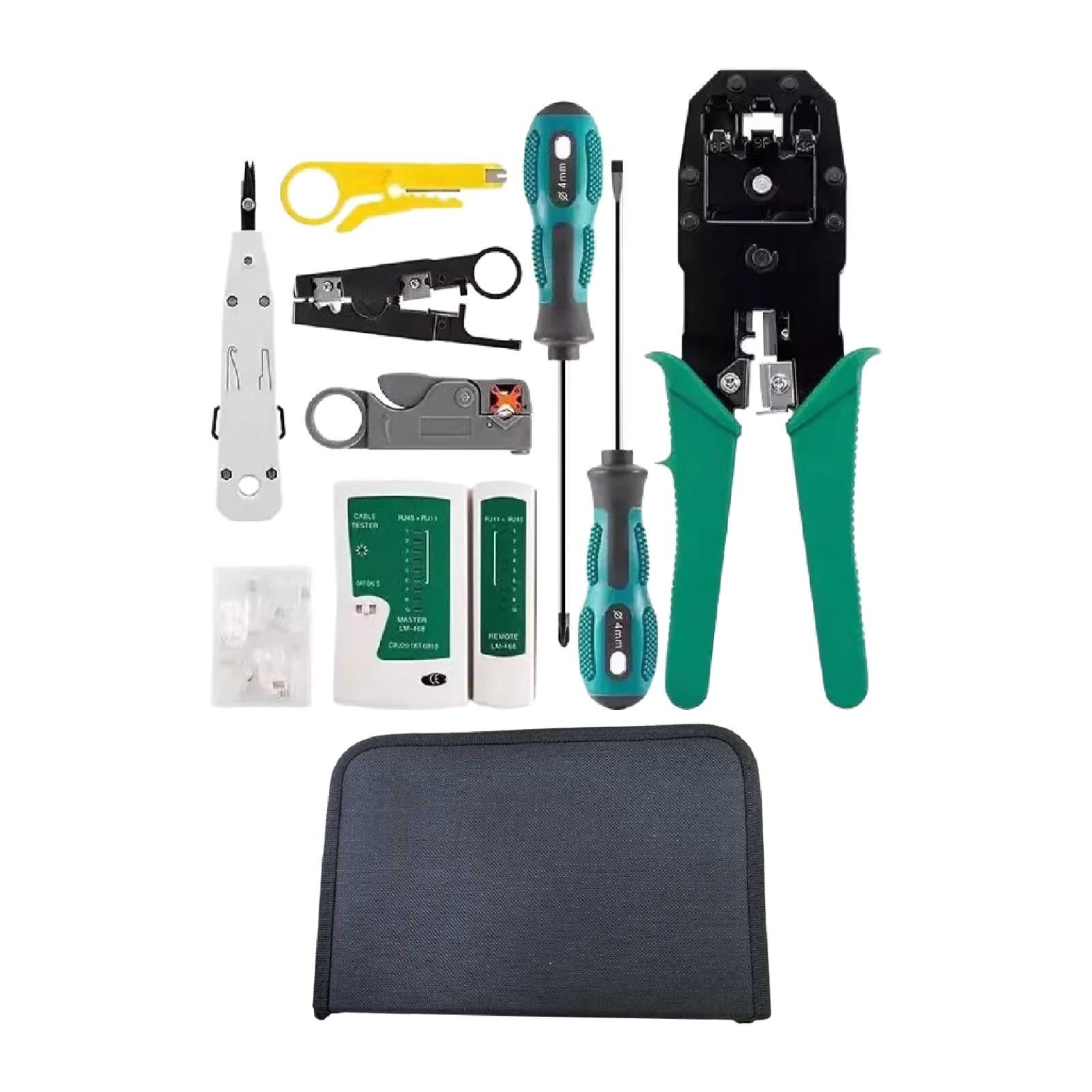 Magideal - Crimper De Red Para El Teléfono De Red Cable De Conector Modular Con Bolso Cortador De Alambre De Alambre De Alambre De Cable De Cable De Carminía