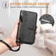 thumbnail image 4 of Funda tipo cartera para Negroview A52/A52 Pro con bolsillo con cremallera, tarjetero, soporte, correa para la muñeca y tapa de cuero Negro, 4 of 5