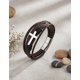 thumbnail image 2 of Pulsera de Cuero Cruz Black Brown Hombre Mujer Unisex, 2 of 3