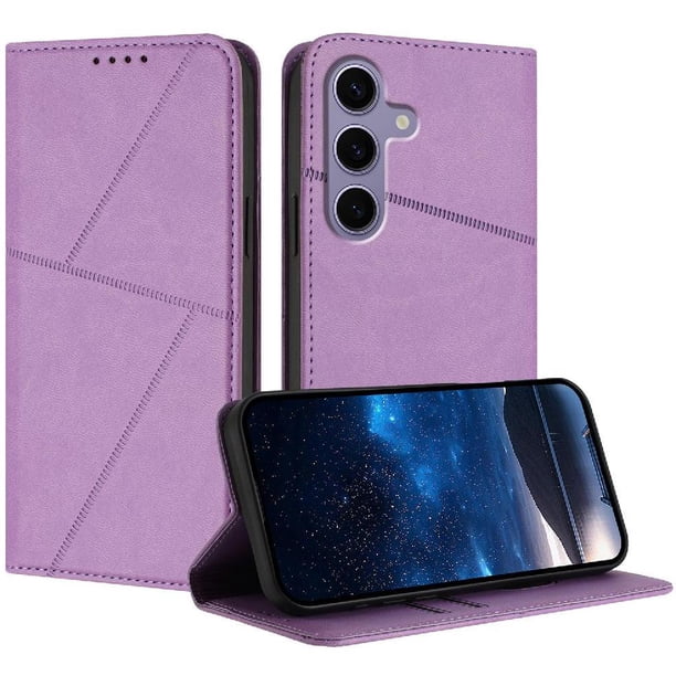 Funda Cartera Magnética para Samsung Galaxy S25 Protección Antichoque con Ranuras Morado