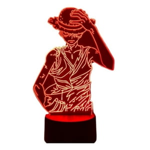 Lelumania - Lampara Ilusion 3D Luffy De 7 Colores, Base Touch