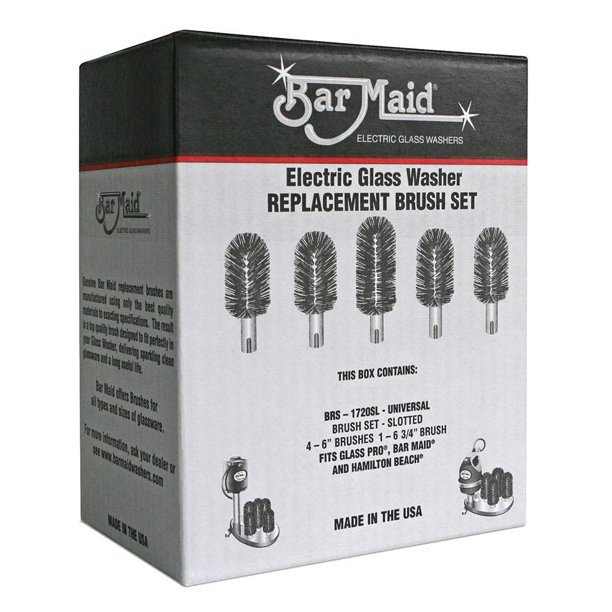 Juego de cepillos Bar Maid Universal Ranurados de 5 piezas para lavadoras de vidrio