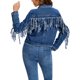 thumbnail image 3 of Chaqueta de Mezclilla con Flecos para Mujer INSPIRE CHIC, Atuendos de Concierto Country, Chaquetas de Mezclilla con Borlas Vaquera Occidental L Azul, 3 of 6