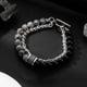 thumbnail image 3 of Pulsera de Acero de Titanio de Dos Capas para Hombre de 21 Cm, Pulsera de Cadena con Cuentas de Jaspe Mapa y Ónix Negro Mate con Cierre de Palanca OT, Brazalete Apilable de Hip Hop Punk para Uso, 3 of 7