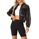 thumbnail image 1 of CHAQUETA BOMBER TRANSPARENTE PARA MUJER INSPIRE CHIC Cuello Simulado Cremallera Chaqueta Ligera Negra Talla L, 1 of 6