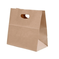 Genérica - Bolsa De Papel Kraft Troquelada 28×28×15 Cm Pack X100 Und Bolsa Delivery
