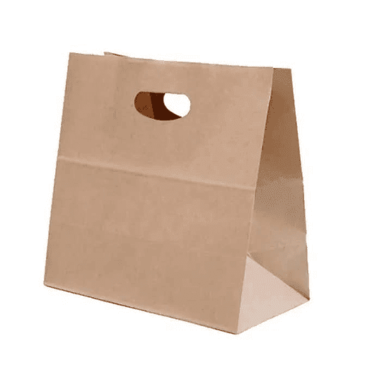 Genérica - Bolsa De Papel Kraft Troquelada 28×28×15 Cm Pack X100 Und Bolsa Delivery