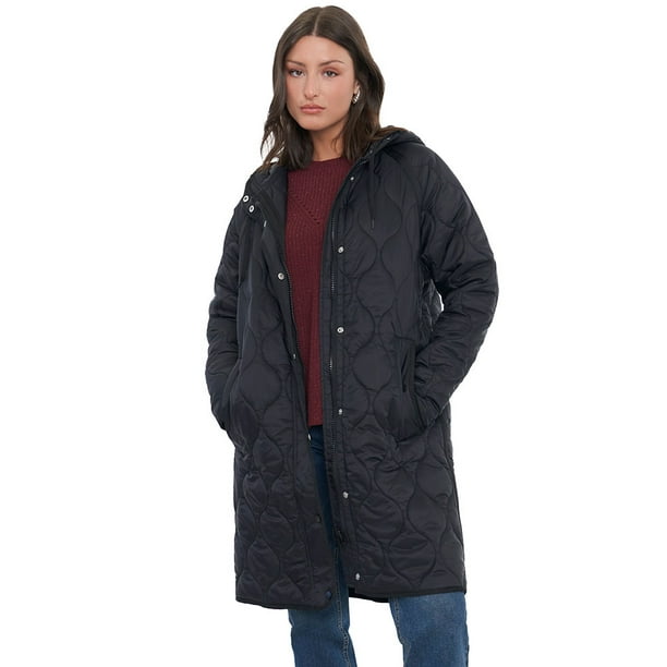 Parka Mujer Larga Quilt Negro Corona