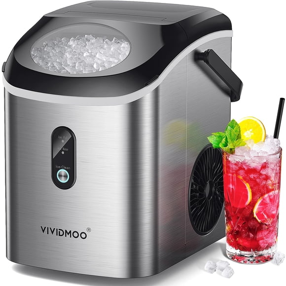 Máquina de hielo en forma de pepitas Vividmoo para encimera, 15 kg/24 h, acero inoxidable