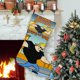 thumbnail image 1 of Johnny Bravo Tema: Calcetines de Navidad, fino lino blanco para colgar en escaleras y chimenea, decoración navideña para el hogar, regalo de Navidad.54cm×38cm, 1 of 5