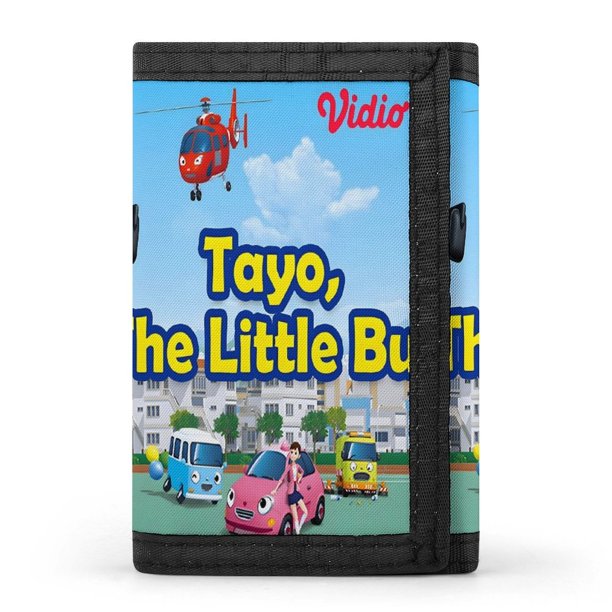 Tayo, el Pequeño Autobús Cartera Trifold para Hombres, 8 Ranuras para Tarjetas, 1 Ventana de ID, Tarjetero Delgado con Bolsillo de Efectivo con Cremallera para Uso Cotidiano