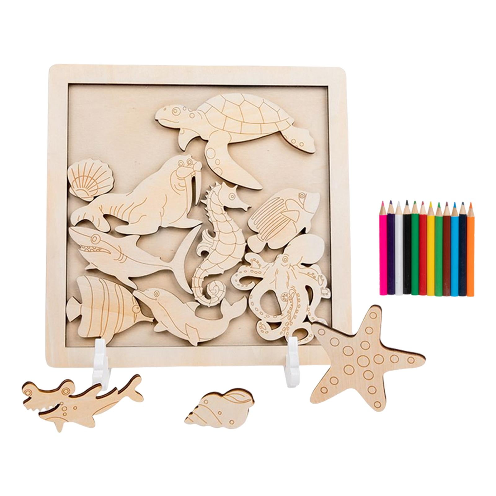 Gazechimp - Rompecabezas De Madera De Dibujos Animados Materiales Montessori Regalos De Cumpleaños Estilo Creativo A