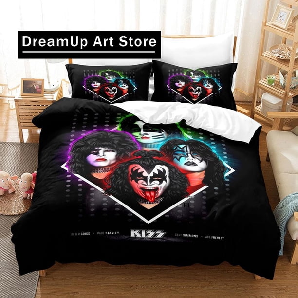 Fashion Metal Rock Kiss Band Bedding Set Boys Girls Duvet Cover Pillowcase Bed Adult Bedroom