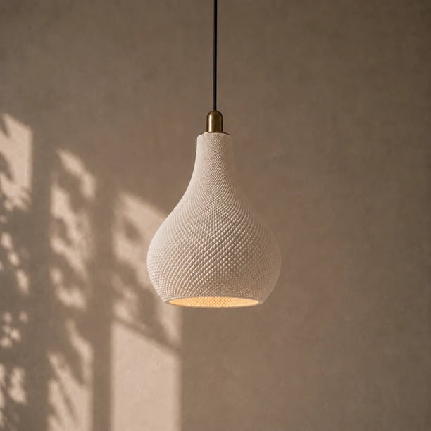 Lámpara Colgante de Techo SLVJE Indigo E27 Impresa en 3D Blanco + Ampolleta