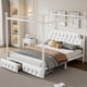 thumbnail image 2 of Queen Size Metal Canopy Platform Bed with Upholstered Headboard and Two Storage Drawers, White, 2 of 3