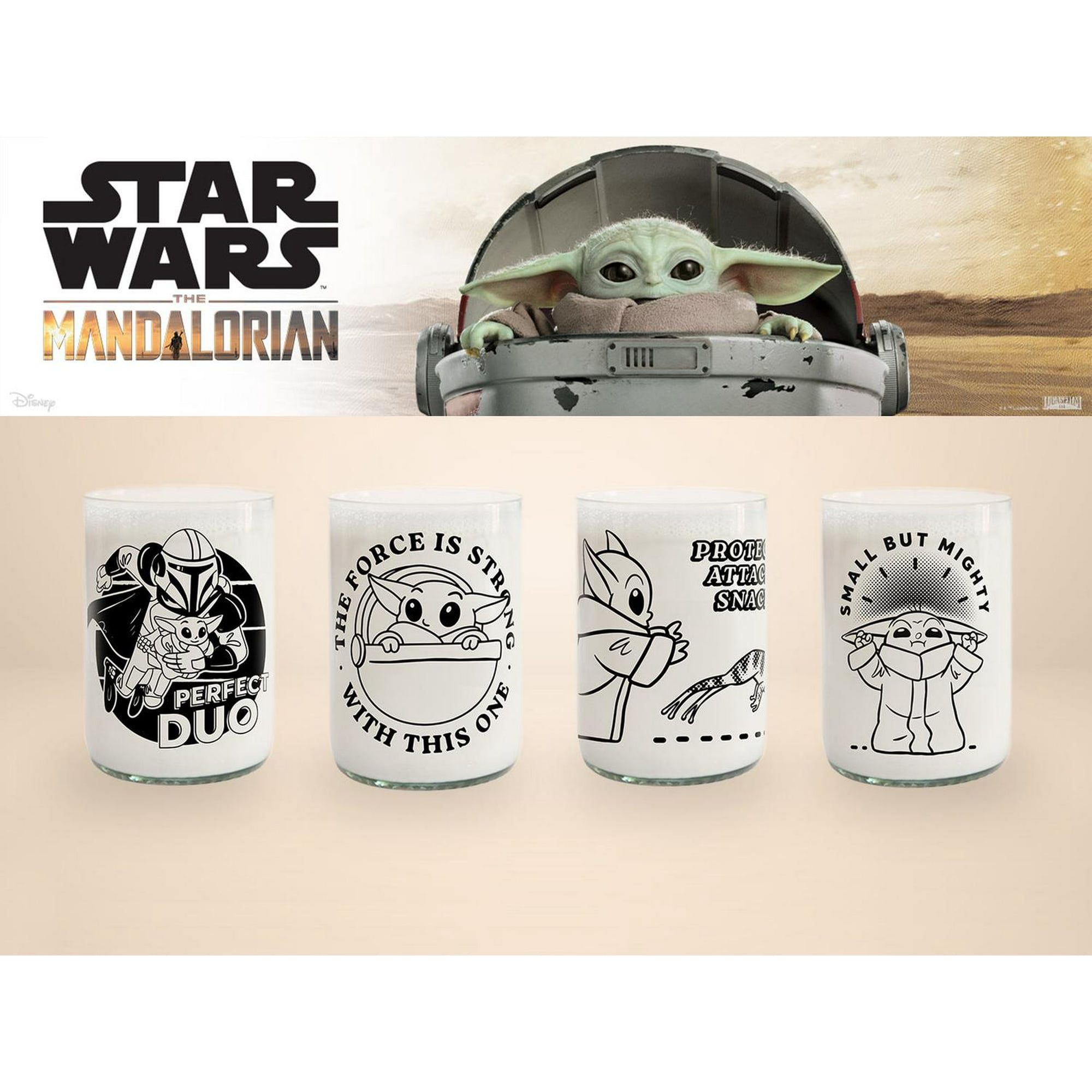 Green Glass - Star Wars Grogu - Juego De 4 Vasos Negro