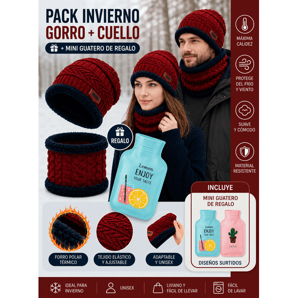 Pack Gorro y Cuello Polar + Guatero Invierno UNISEX