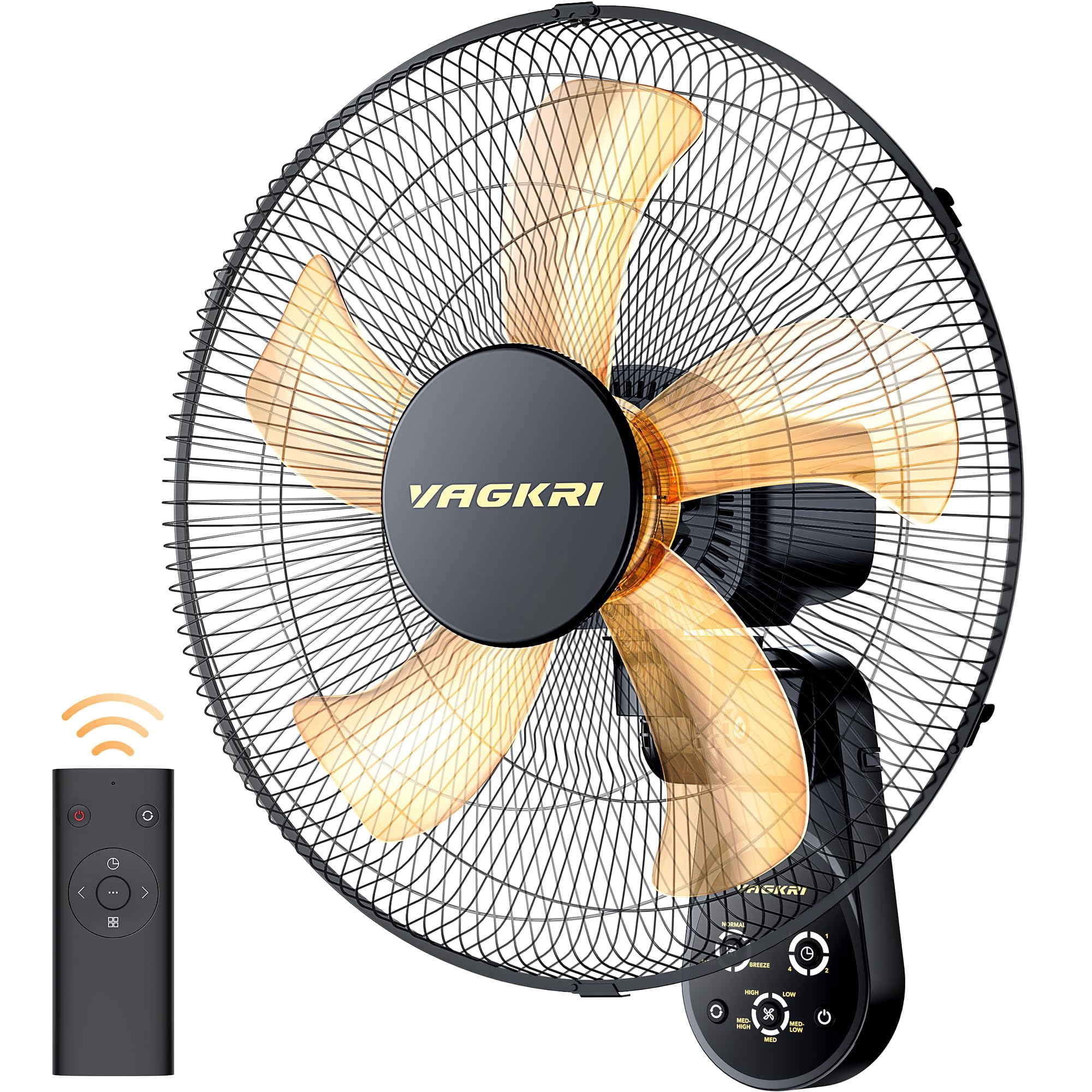 Ventilador De Pared Vagkri De 16 Pulgadas Con 5 Aspas Y 5 Velocidades, Negro