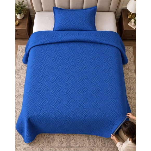 Cubrecama Quilt de Plaza y Media Con Funda De Almohada20