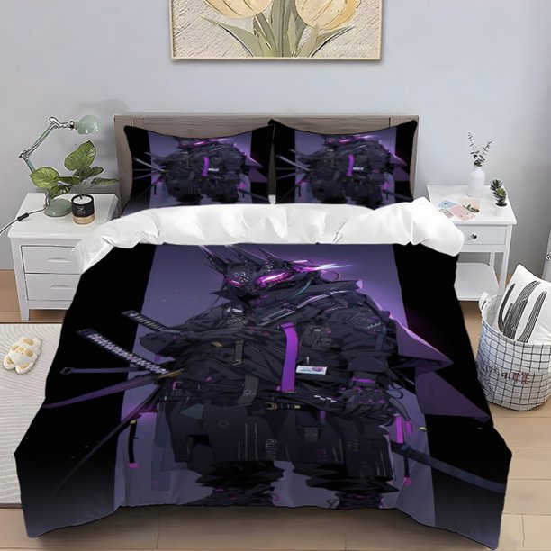 3pcs Cyber Samurai Digital Print Bedding Set | High Density Polyester Soft Skin-Friendly