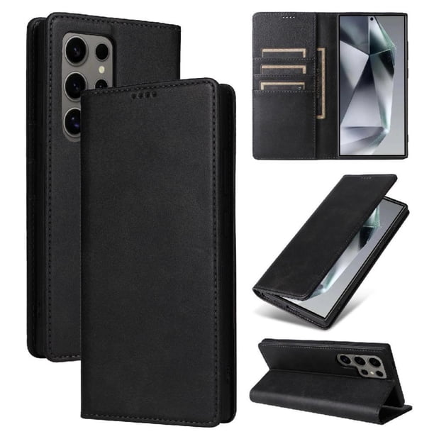 Funda Cartera para Samsung Galaxy S24 Ultra con Ranuras Tarjetas y Soporte - Protección Completa Negro