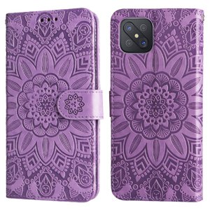 Funda Tipo Cartera Foxdock Para Oppo A53 5G , Diseño Girasol En Relieve, Cuero Pu, Cierre Magnético, Soporte Y Tarjetero