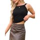 thumbnail image 4 of INSPIRE CHIC Top de Tirantes Casual para Mujer Sin Mangas Cuello Asimétrico Ajuste Ceñido Fiesta Verano Crop Tops L Negro, 4 of 6