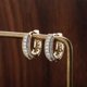 thumbnail image 5 of Pendientes de aro con circonita cúbica y diamantes, hipoalergénicos, chapados en oro de 14 quilates, de lujo, de moda, redondos, regalo para hombres y mujeres., 5 of 6