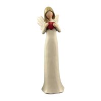 Bothyi - Resin Angel Figurine Sosteniendo El Corazón Estatua Del Ángel Para La Sala De Estar De Interior Del Estante