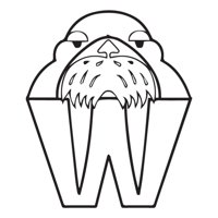 Rienda Libre Graphics - Decomural W Walrus Alphabet Childrens Nursery Ws-34477
