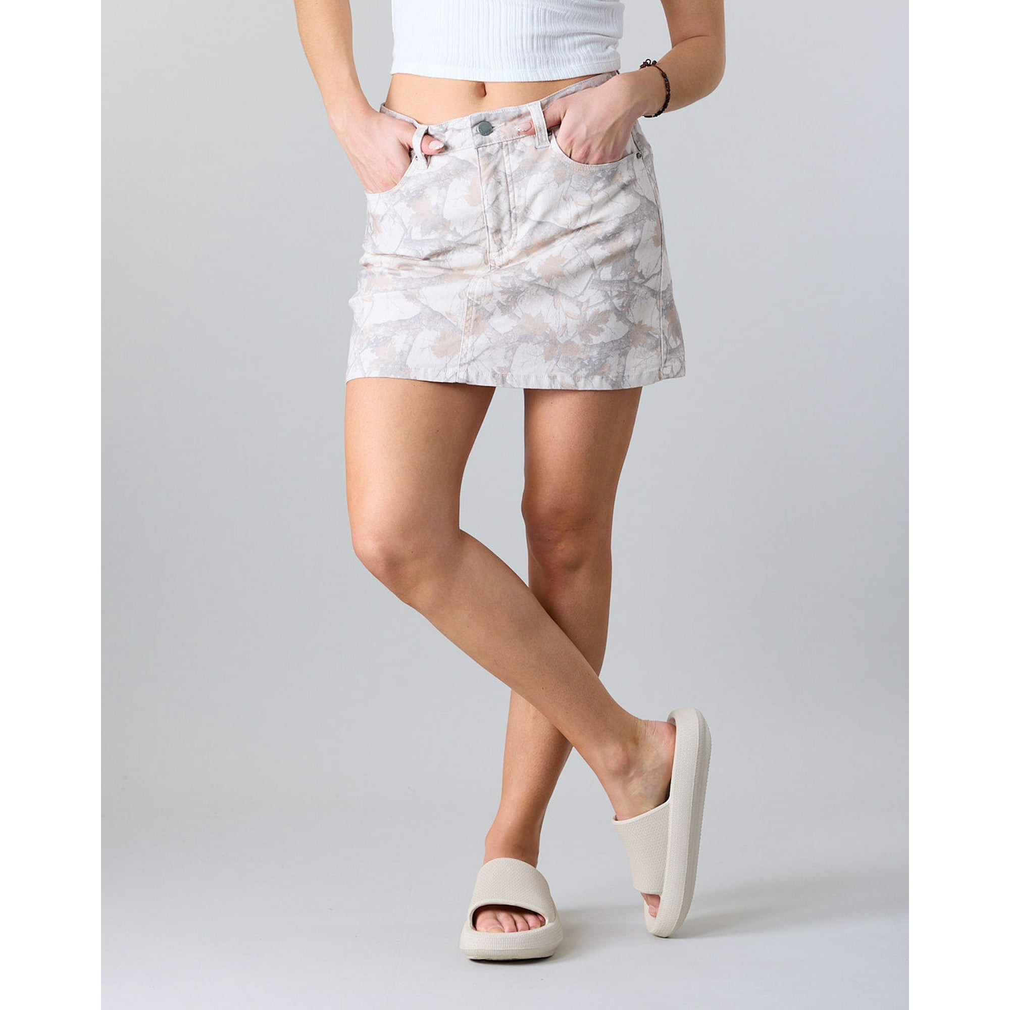 Falda Mujer Canvas Print Con Short Interior Beige Polemic