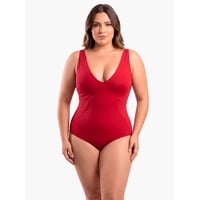 Samia - Traje De Baño Reductor Estilo Corset Ajustable Rojo