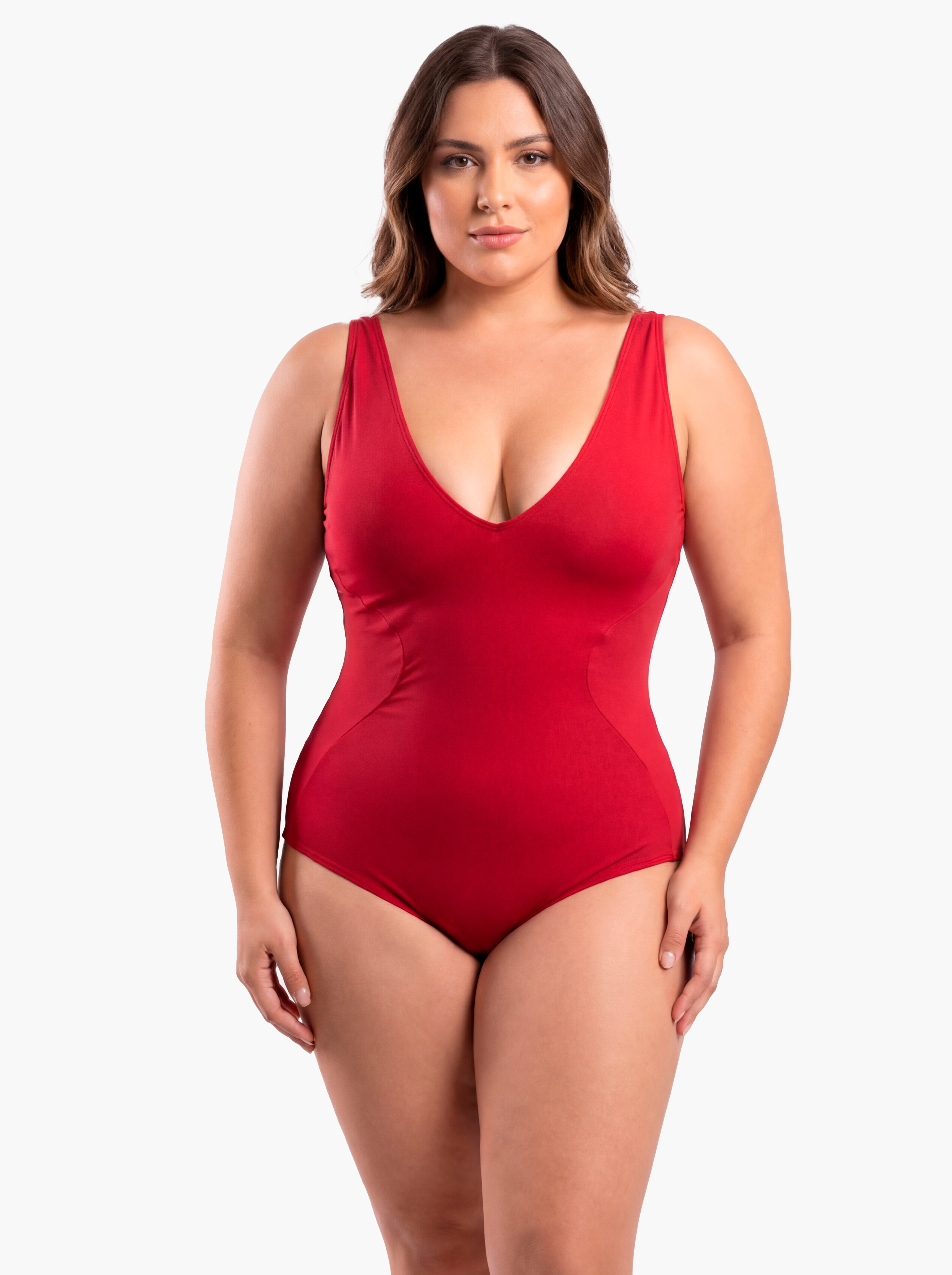 Samia - Traje De Baño Reductor Estilo Corset Ajustable Rojo