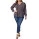 thumbnail image 2 of Agnes Orinda Blusa de Mujer Talla Grande Manga Larga con Pliegues Cuello en V con Muesca Túnica Floral Elegante Casual 1X Rosa Azul, 2 of 6