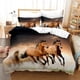 thumbnail image 1 of Running Horse Steed Animal Quilt Duvet Cover Set Children Home Textiles3-Piece Bedding Set, 1 of 4