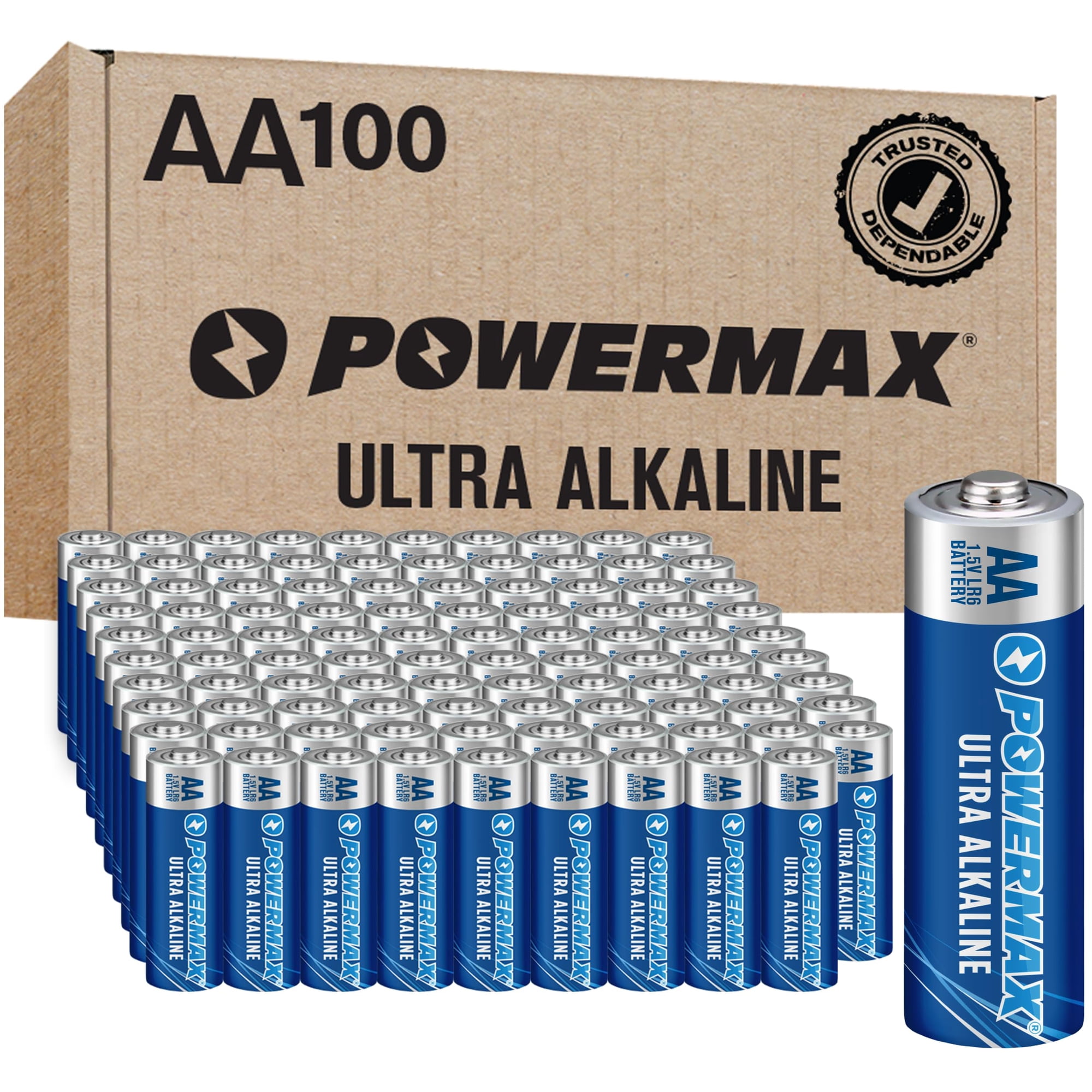 Batería Powermax Doble Aa, 100 Unidades, Alcalinas, 1,5 V, 10 Años