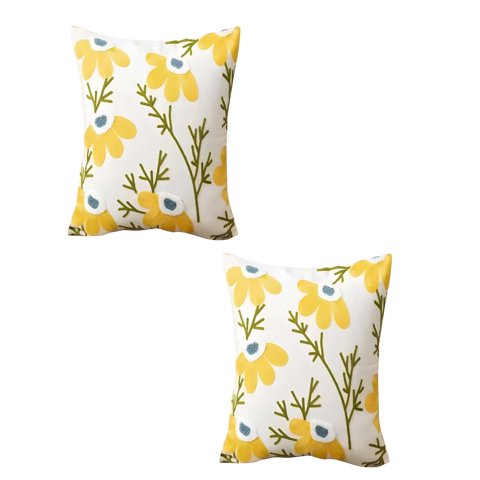 Genérico - Set De 2 Fundas De Cojin Bordadas 45X45Cm Blanco 06