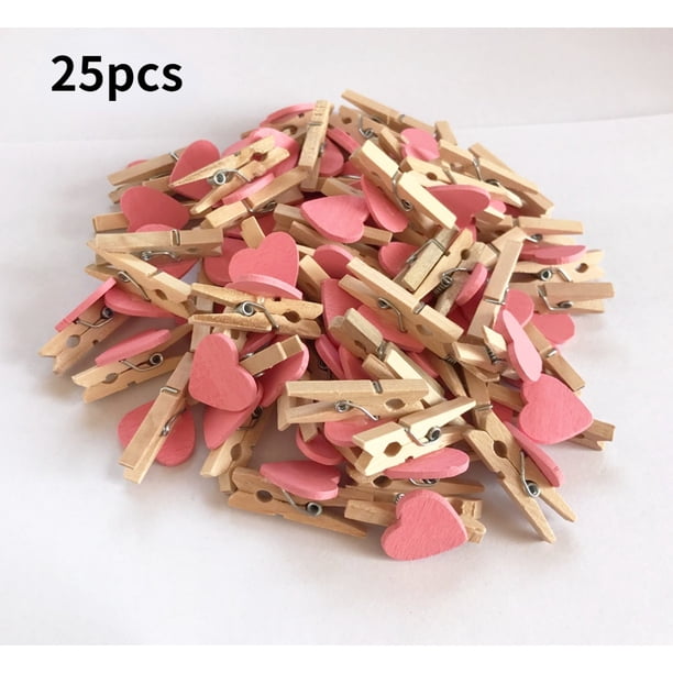 25pcs Red Heart Love Wooden Clothespins - Perfect for Home Decor, Weddings, Birthdays & More!