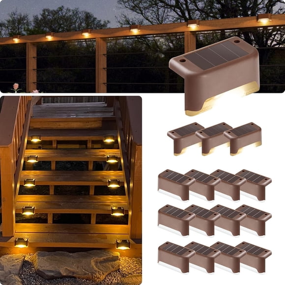 GIGALUMI Luces solares LED para terraza, paquete de 16, impermeables, blanco cálido