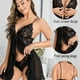 thumbnail image 1 of Hot Lace Mesh Slip Mini Dress, Front Split V Neck Ruffle Babydoll, Women's Lingerie & Underwear, 1 of 3