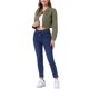 thumbnail image 2 of INSPIRE CHIC Chaqueta de Mezclilla para Mujer de Regreso a Clases con Mangas Largas Abullonadas, Largo Recortado, Lavado, Estilo Occidental, Talla L, Verde Militar, 2 of 6
