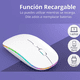 thumbnail image 2 of Mouse Inalámbrico Recargable Dual Bluetooth y USB con Luz RGB 1600 DPI – Ergonómico, Silencioso – Color Blanco, 2 of 6