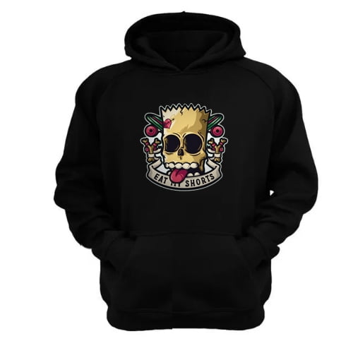 Polerón Canguro Eat My Shorts Negro Talla M Unisex