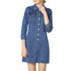 thumbnail image 5 of INSPIRE CHIC Vestido de Mezclilla para Mujer con Mangas 3/4, Botones y Mini Vestido Camisero de Jean Talla S Azul Claro, 5 of 8