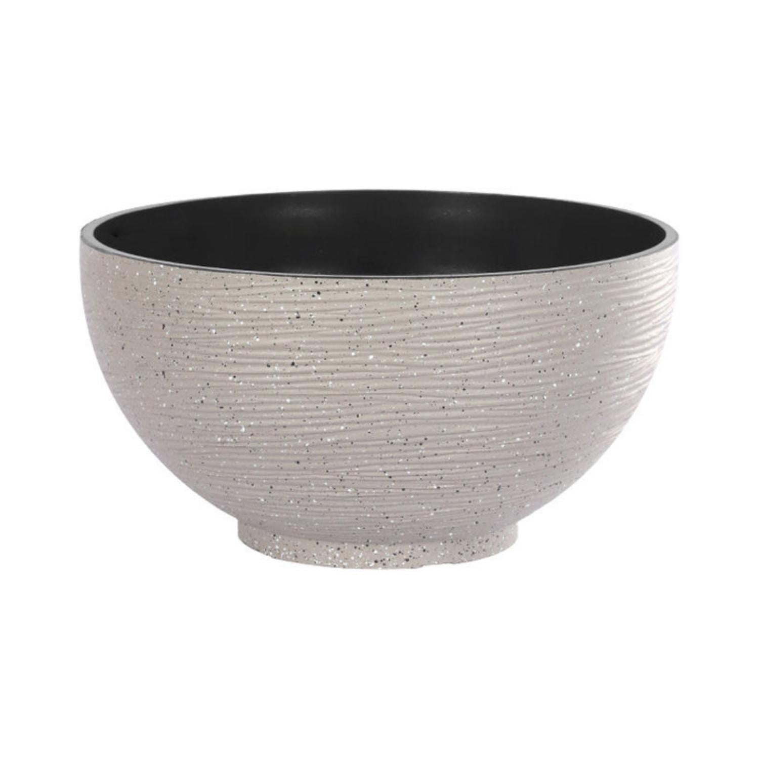 Fliperex - Macetero Plastico Semi Esfera Premium Diseño A Rayas S Beige